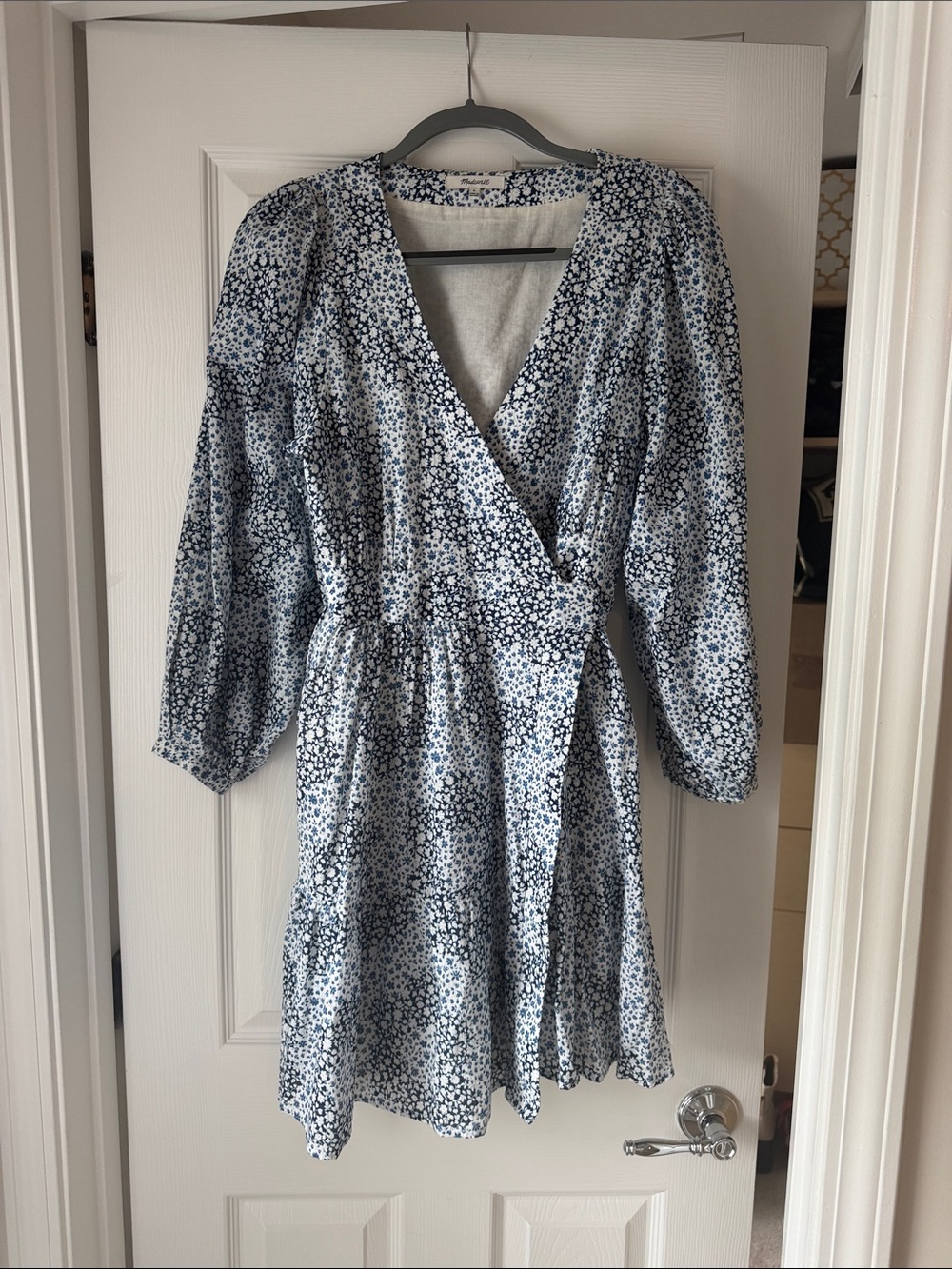 Madewell Mini Floral Long Sleeve Wrap Dress